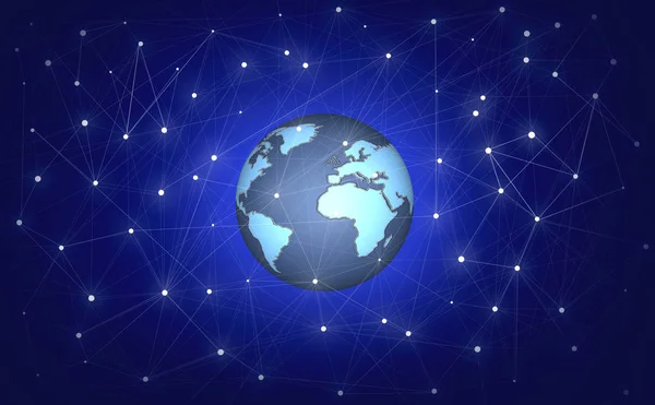 Globe Netwerk Verbinding Blauw Ontwerp Achtergrond Afbeelding — Stockfoto