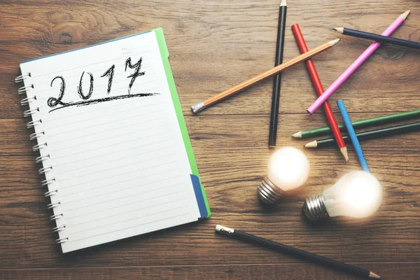 2017 Notebook Pencils Table — Stock Photo, Image