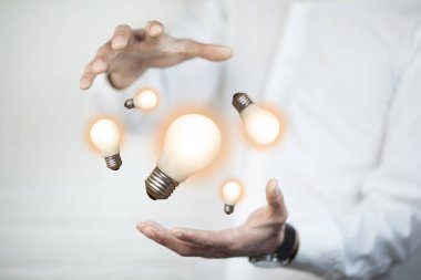 ampuller ile iş adamı. İş kavramı