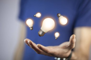 ampuller ile iş adamı. İş kavramı