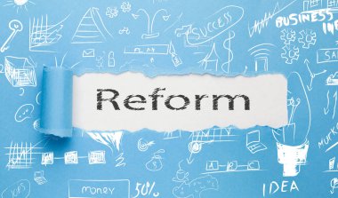 mavi renkli kağıda yazılı reform metin
