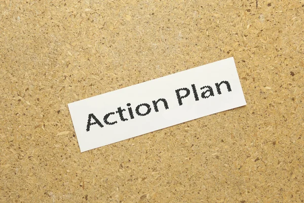 Action Plan Text Papper Brun Bakgrund — Stockfoto