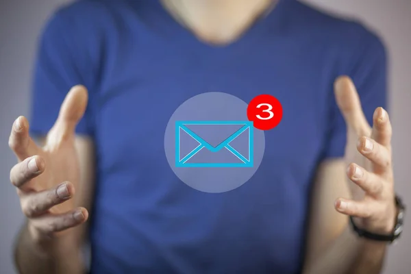 mail marketing concept with mail letter icon between  hands