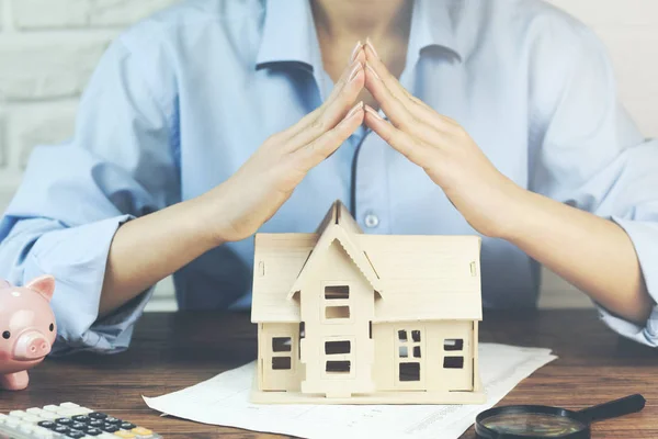 Hands Presenting Small Model House — Stock Photo, Image