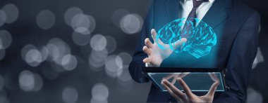 Adam el beyin modern dijital tablet ekranında