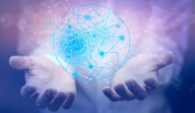 Genel ağ bağlantısı simgesi ile genç iş 