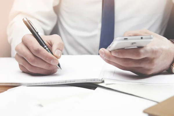 Zakenman Werken Bij Receptie Business — Stockfoto