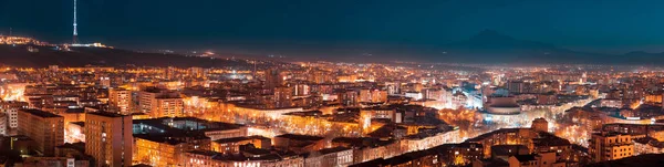 Night Yerevan Armenia Cascade Ararat Mountain Background — Stock Photo, Image