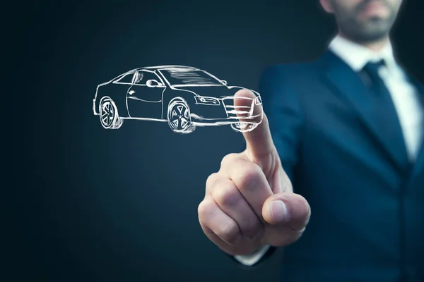 Businessman Touching Car Icon Concept — Stock Photo, Image