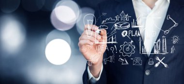 İşadamı çizim sosyal ağ kavramı