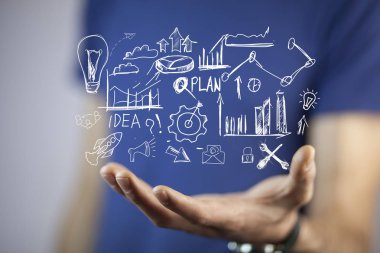 sosyal ağ kavram üzerinde el ile iş adamı 