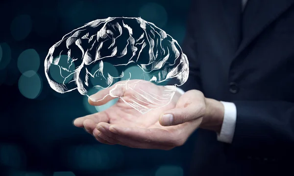 Business Hands Brain Icon — стоковое фото