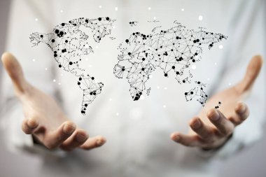 işadamı ile bir dünya harita simgesi