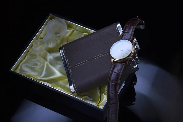 Beautiful Watch Flask Dark Background — Stock Photo, Image