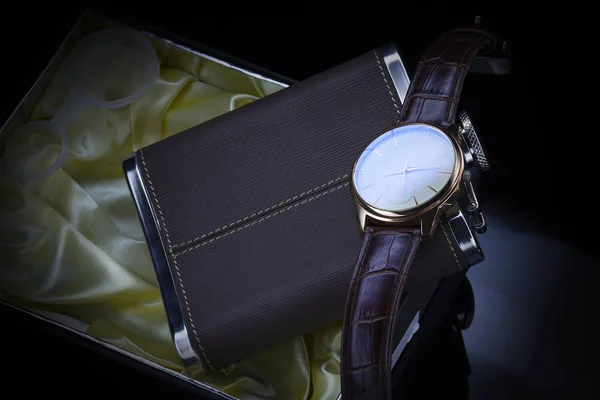 Beautiful Watch Flask Dark Background — Stock Photo, Image