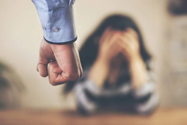 Homem Mulher Triste Ilustrando Violência Doméstica — Fotografia de Stock