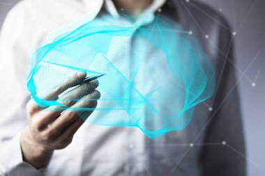 Dijital insan beyni kullanarak iş adamı 