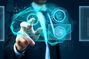 Mavi bir arka plan üzerinde soyut dijital modeli