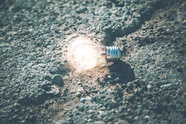 Conceptual Image Light Bulb Asphalt Ground — Stock Photo, Image