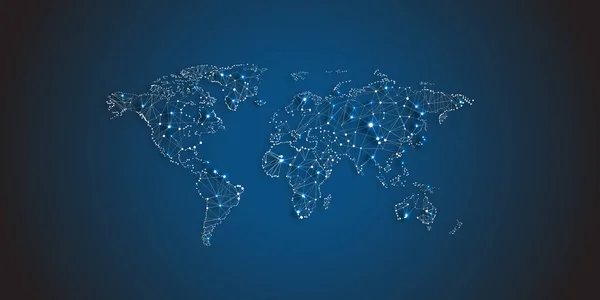 Global network map design illustration on dark background