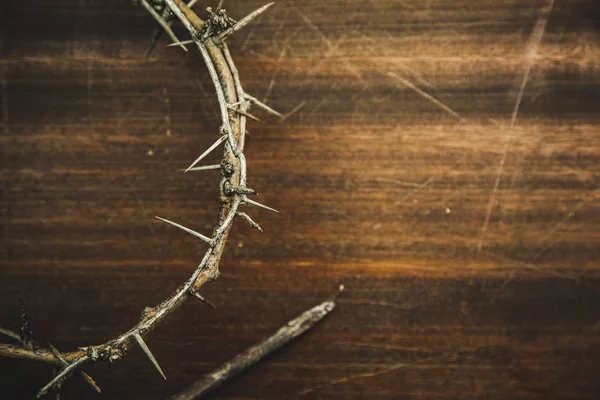 Crown of thorns on wood desk