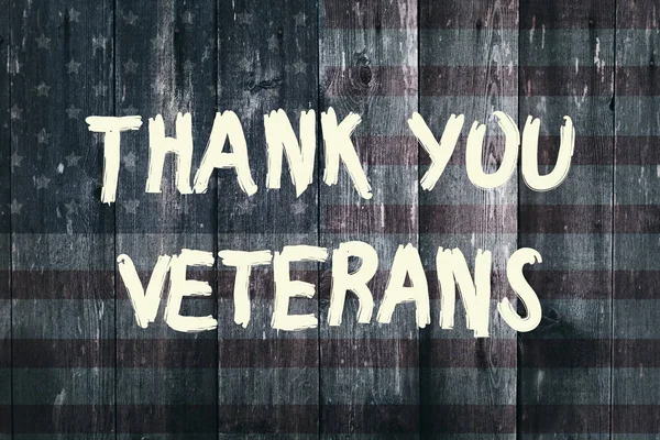 Tack Veteraner Kort Amerikanska Flaggan Grunge Bakgrund — Stockfoto