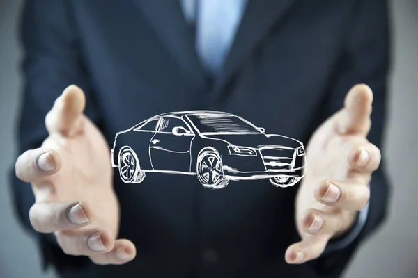 Business Man Hands Car Icon — Stock Photo, Image