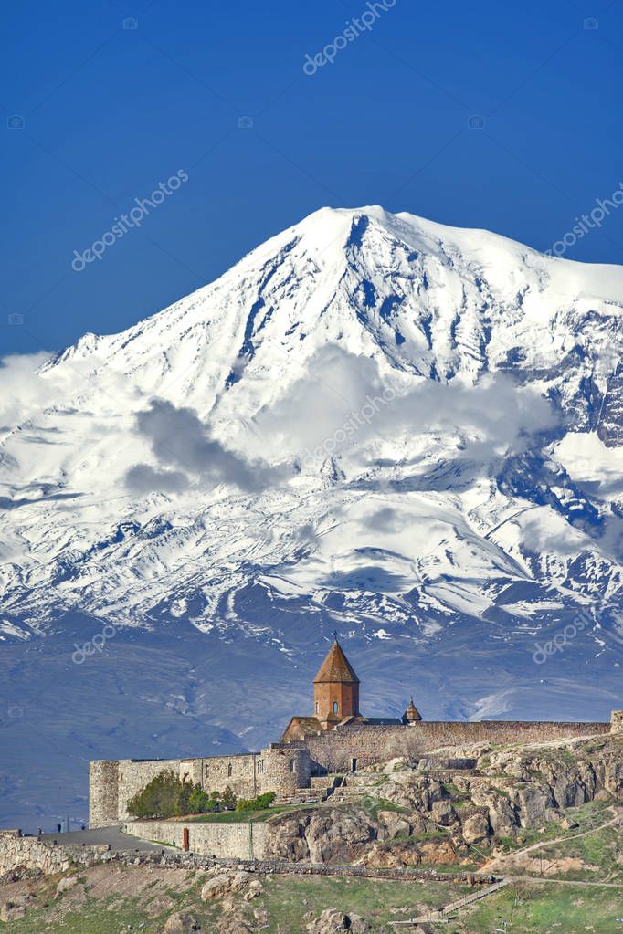 Ararat with khor Virap monastery in Armenia
