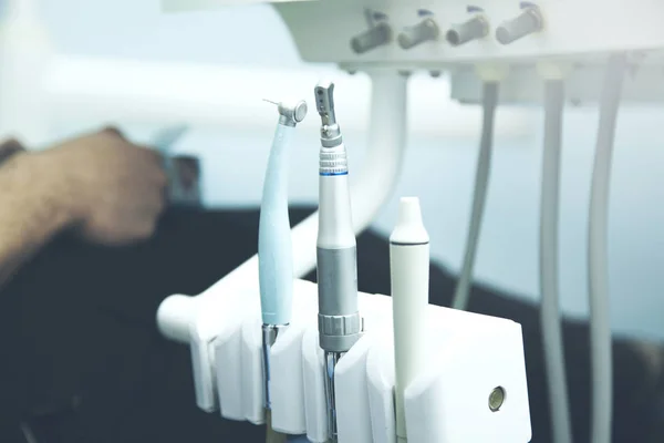 Different dental instruments in the dental clinic