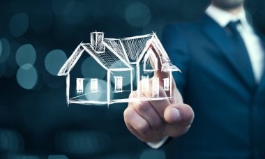 ekranda ev modeli dokunmadan genç adam