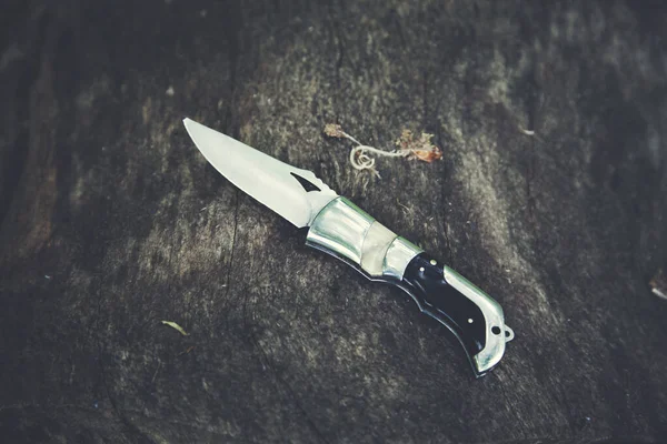Pocket Knife Wood Nature — Stock Photo, Image