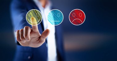 adam eli yüz ifadesi simgesi ekranda