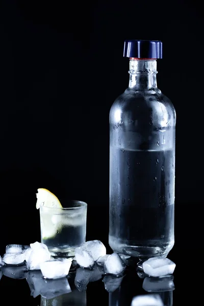 Garrafa Vodka Com Limão — Fotografia de Stock