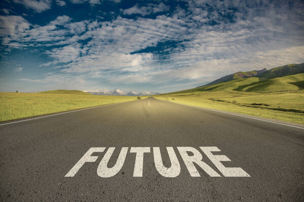 man shoes with future text on asphalt