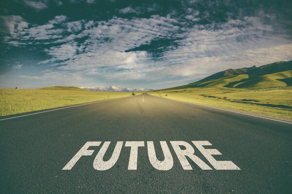 future text on asphalt