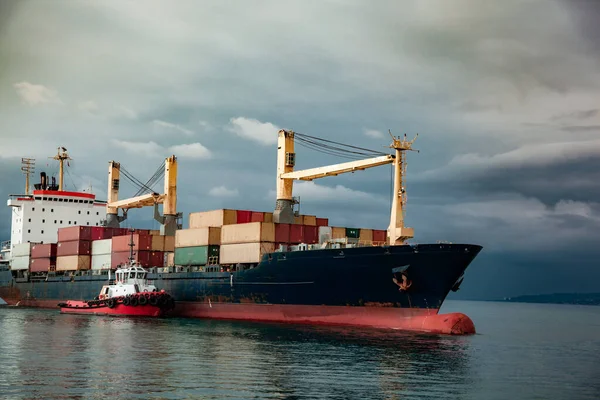 Container Ship Sea Sky — Stock Photo, Image