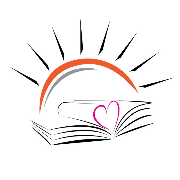 Libro de amor logo vector icono — Vector de stock
