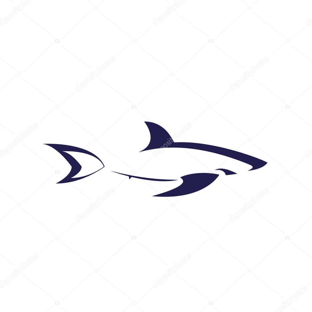 simple shark vector logo design