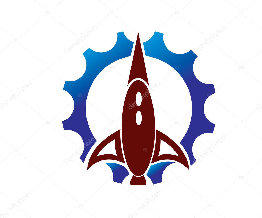 gear and rocket logo vector