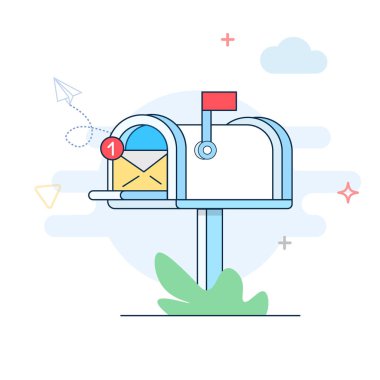 Vektör posta kutusu doğrusal simgesi.