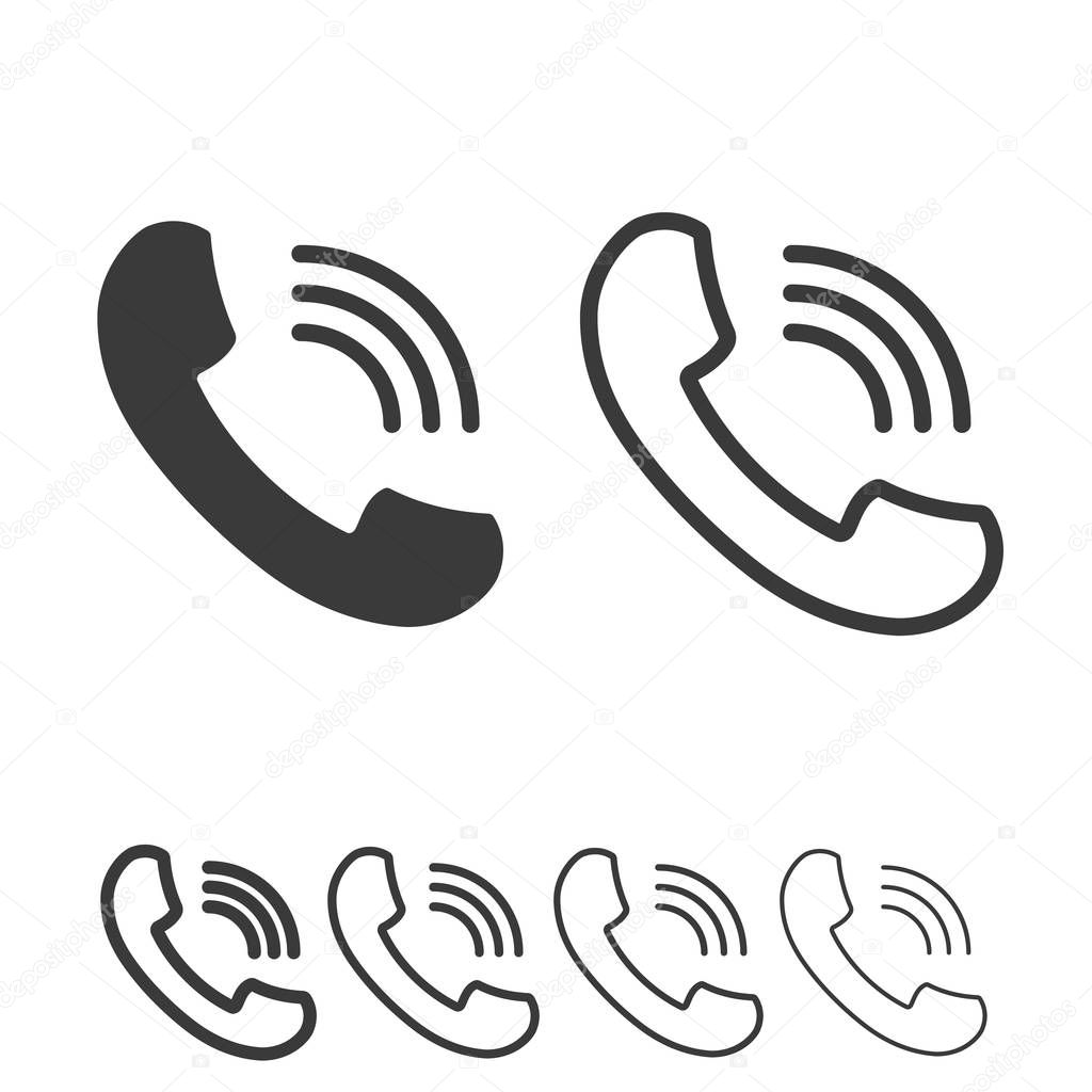 Phone icon in line and solid style. Telephone symbol. Vector illustration.