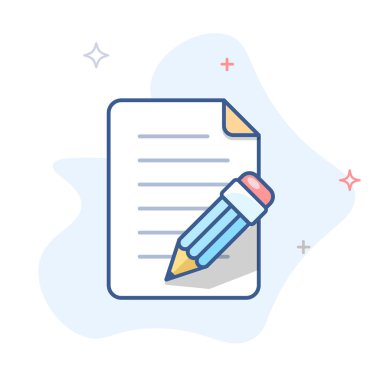 Kağıt satırı simgesi ile kalem.