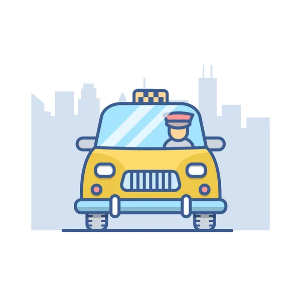 Ikon Vektor Baris Taksi Ilustrasi Uraian Taksi - Stok Vektor
