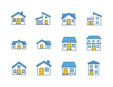 House vektör / ev düz simge / inşaat - vektör anahat Icon set
