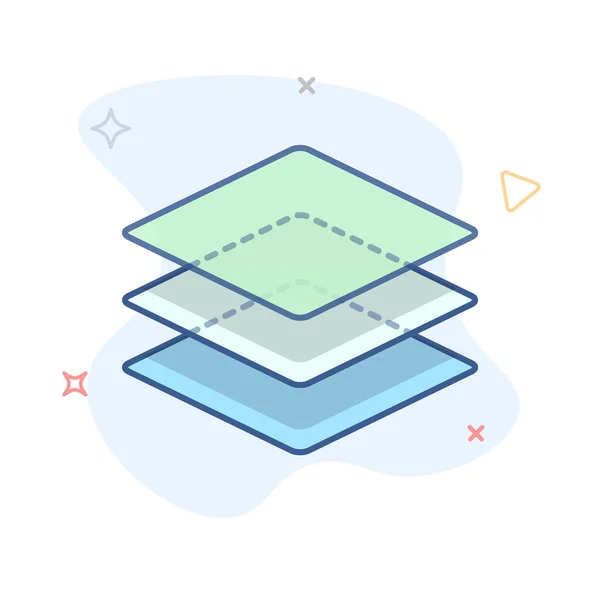 Stapel Von Ebenen Symbol Stapel Von Quadraten Skizzieren Illustration — Stockvektor