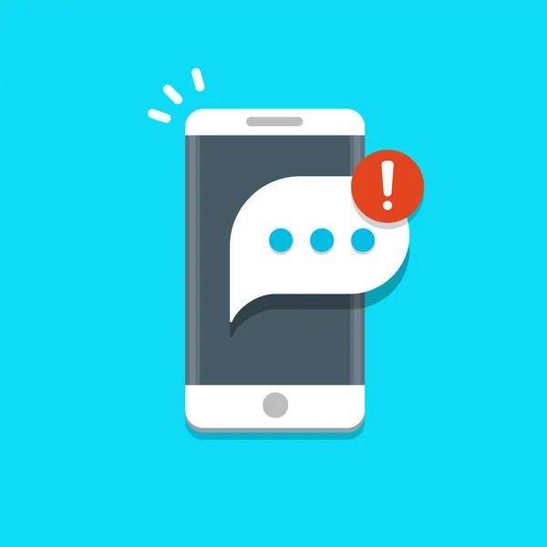 携帯電話ベクトルイラスト スマートフォン画面上のメッセージバブルに新しいメッセージ通知 — ストックベクタ