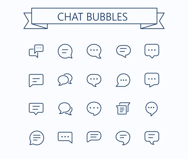 Chat Bubble Line Symbole Editierbarer Schlaganfall 24X24 Pixel Perfekt — Stockvektor