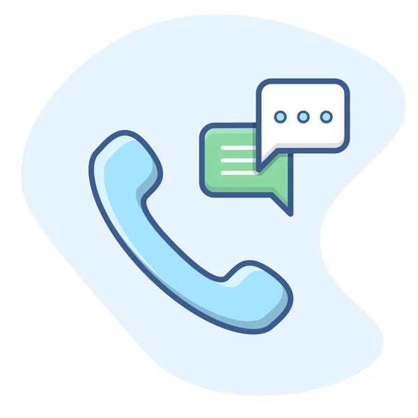 Handset Telephone Message Bubbles Line Icon — Stock Vector