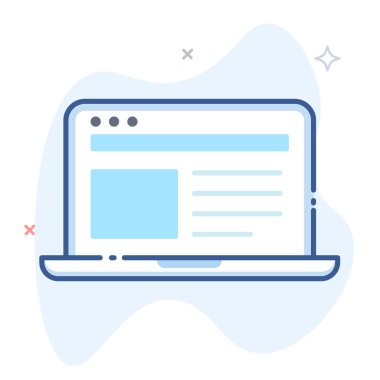 Laptop bilgisayar hattı çizimi. Not defteri ana hat vektör simgesi.