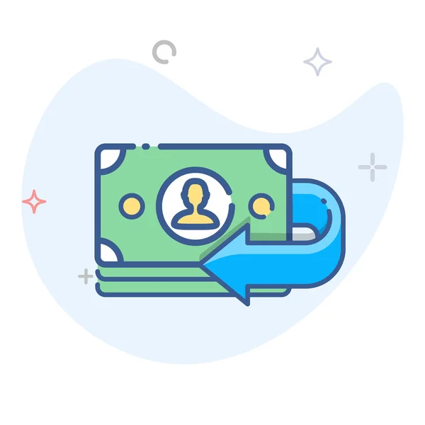 Devuelve Icono Línea Vectorial Ilustración Del Esquema Devolución Dinero — Vector de stock